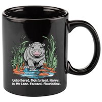 Unbothered Moo Deng Bouncy Pig Meme Cute Baby Hippo Viral 11oz C Handle Ceramic Mug