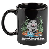 Unbothered Moo Deng Bouncy Pig Meme Cute Baby Hippo Viral 11oz C Handle Ceramic Mug