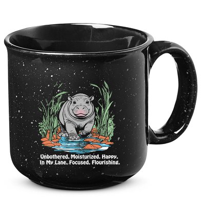 Unbothered Moo Deng Bouncy Pig Meme Cute Baby Hippo Viral 15oz Campfire Ceramic Mug