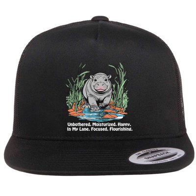 Unbothered Moo Deng Bouncy Pig Meme Cute Baby Hippo Viral Flatbill Hat