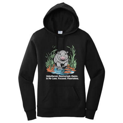 Unbothered Moo Deng Bouncy Pig Meme Cute Baby Hippo Viral Women's Pullover Hoodie