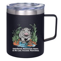 Unbothered Moo Deng Bouncy Pig Meme Cute Baby Hippo Viral 12oz Stainless Steel Coffee Mug