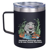 Unbothered Moo Deng Bouncy Pig Meme Cute Baby Hippo Viral 12oz Stainless Steel Coffee Mug