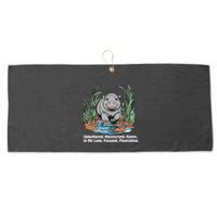 Unbothered Moo Deng Bouncy Pig Meme Cute Baby Hippo Viral Large Microfiber Waffle Golf Towel