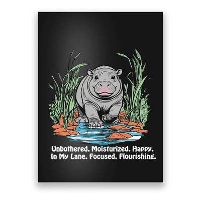 Unbothered Moo Deng Bouncy Pig Meme Cute Baby Hippo Viral Poster