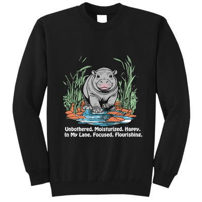 Unbothered Moo Deng Bouncy Pig Meme Cute Baby Hippo Viral Tall Sweatshirt