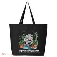 Unbothered Moo Deng Bouncy Pig Meme Cute Baby Hippo Viral 25L Jumbo Tote