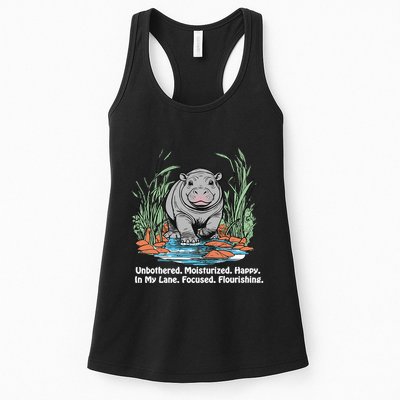Unbothered Moo Deng Bouncy Pig Meme Cute Baby Hippo Viral Womens Tank Top