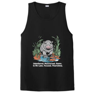 Unbothered Moo Deng Bouncy Pig Meme Cute Baby Hippo Viral PosiCharge Competitor Tank