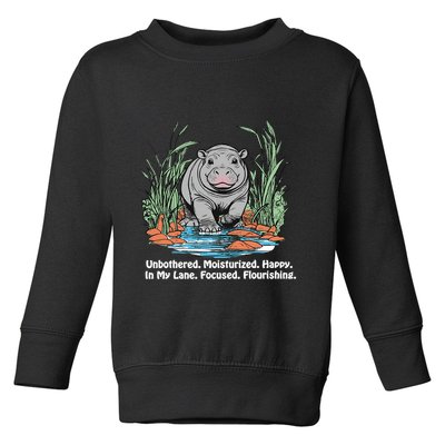 Unbothered Moo Deng Bouncy Pig Meme Cute Baby Hippo Viral Toddler Sweatshirt