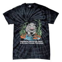 Unbothered Moo Deng Bouncy Pig Meme Cute Baby Hippo Viral Tie-Dye T-Shirt