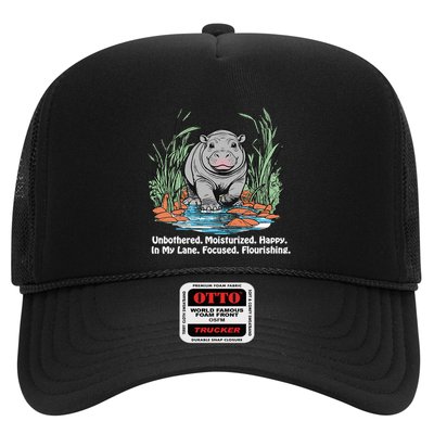 Unbothered Moo Deng Bouncy Pig Meme Cute Baby Hippo Viral Trucker Hat