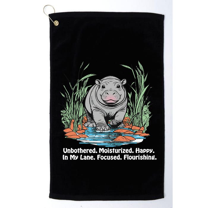 Unbothered Moo Deng Bouncy Pig Meme Cute Baby Hippo Viral Golf Towel