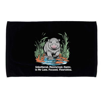Unbothered Moo Deng Bouncy Pig Meme Cute Baby Hippo Viral Microfiber Hand Towel
