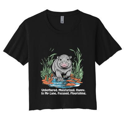 Unbothered Moo Deng Bouncy Pig Meme Cute Baby Hippo Viral Crop Top