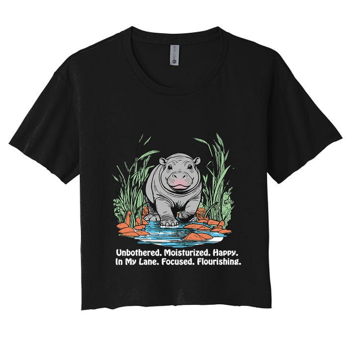 Unbothered Moo Deng Bouncy Pig Meme Cute Baby Hippo Viral Crop Top