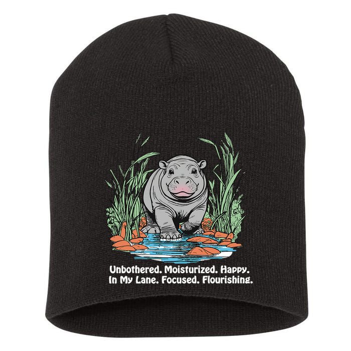Unbothered Moo Deng Bouncy Pig Meme Cute Baby Hippo Viral Short Acrylic Beanie