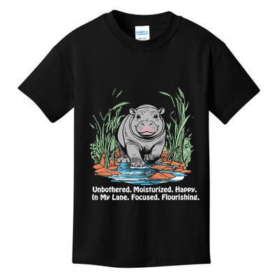 Unbothered Moo Deng Bouncy Pig Meme Cute Baby Hippo Viral Kids T-Shirt
