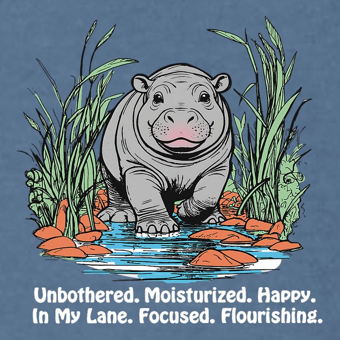 Unbothered Moo Deng Bouncy Pig Meme Cute Baby Hippo Viral Garment-Dyed Sweatshirt