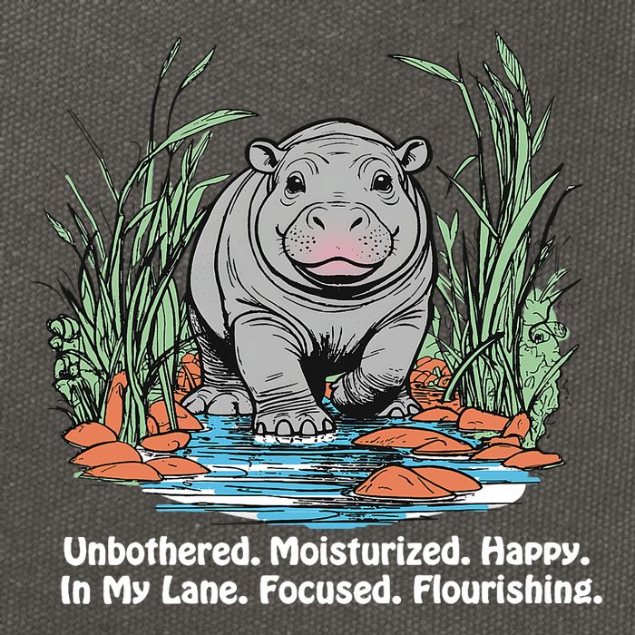 Unbothered Moo Deng Bouncy Pig Meme Cute Baby Hippo Viral Cotton Canvas Backpack