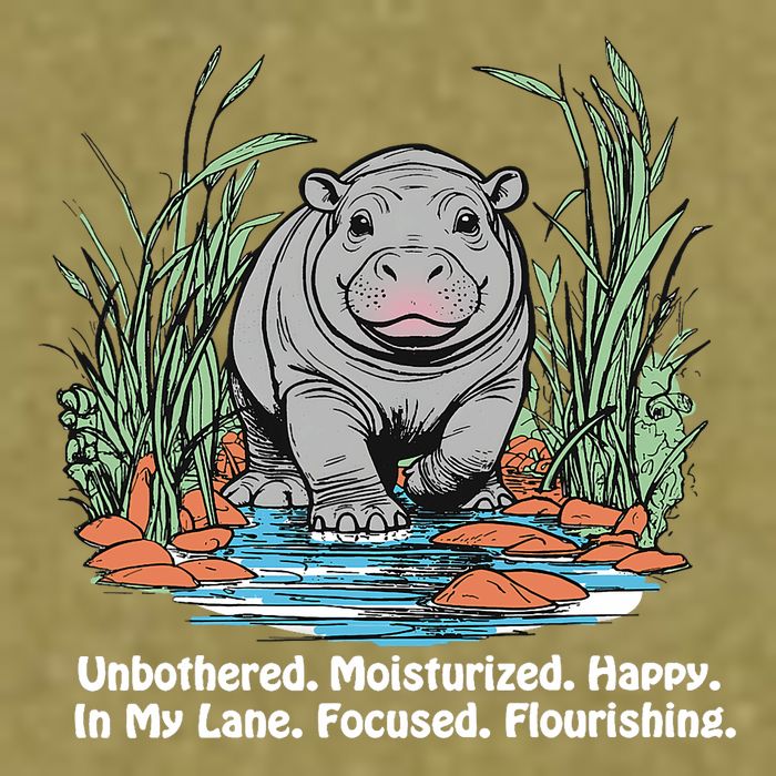 Unbothered Moo Deng Bouncy Pig Meme Cute Baby Hippo Viral Garment-Dyed Women's Muscle Tee