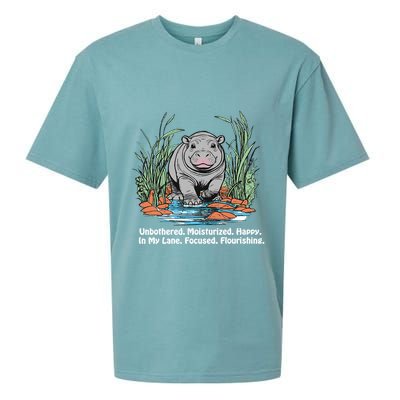 Unbothered Moo Deng Bouncy Pig Meme Cute Baby Hippo Viral Sueded Cloud Jersey T-Shirt
