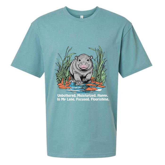 Unbothered Moo Deng Bouncy Pig Meme Cute Baby Hippo Viral Sueded Cloud Jersey T-Shirt
