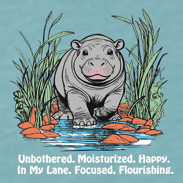 Unbothered Moo Deng Bouncy Pig Meme Cute Baby Hippo Viral Sueded Cloud Jersey T-Shirt