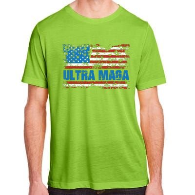 Ultra MAGA Distressed United States Of America USA Flag Adult ChromaSoft Performance T-Shirt