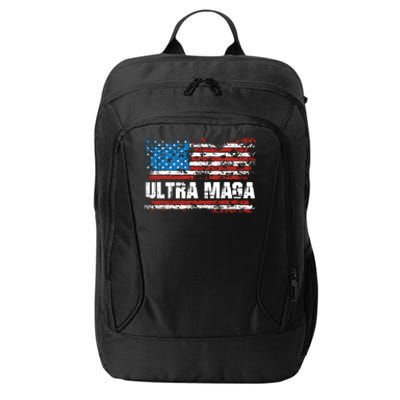 Ultra MAGA Distressed United States Of America USA Flag City Backpack