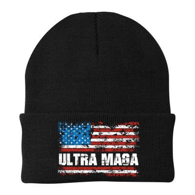 Ultra MAGA Distressed United States Of America USA Flag Beanie