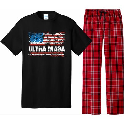 Ultra MAGA Distressed United States Of America USA Flag Pajama Set