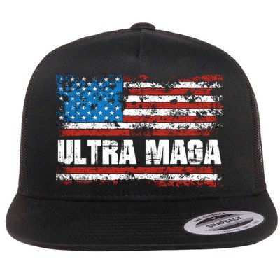 Ultra MAGA Distressed United States Of America USA Flag Flatbill Hat