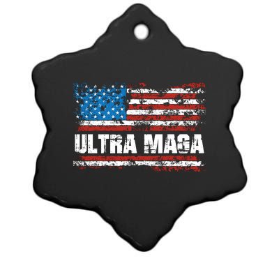 Ultra MAGA Distressed United States Of America USA Flag Ceramic Star Ornament