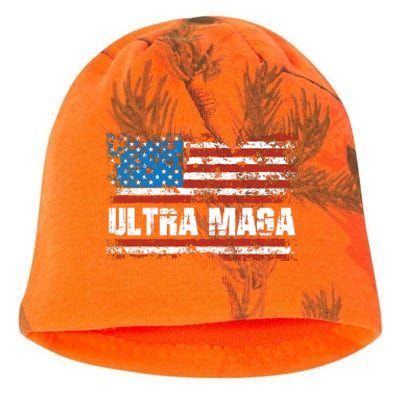 Ultra MAGA Distressed United States Of America USA Flag Kati - Camo Knit Beanie