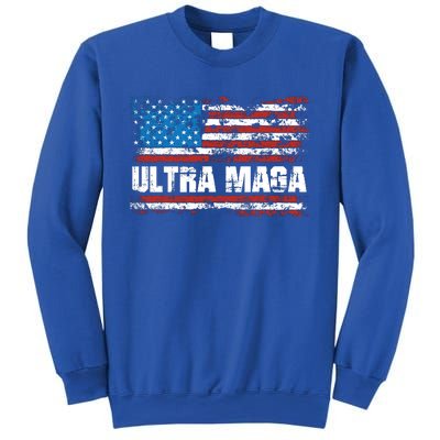 Ultra MAGA Distressed United States Of America USA Flag Sweatshirt