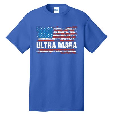 Ultra MAGA Distressed United States Of America USA Flag Tall T-Shirt