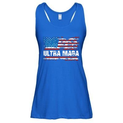 Ultra MAGA Distressed United States Of America USA Flag Ladies Essential Flowy Tank