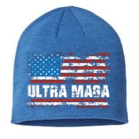 Ultra MAGA Distressed United States Of America USA Flag Sustainable Beanie