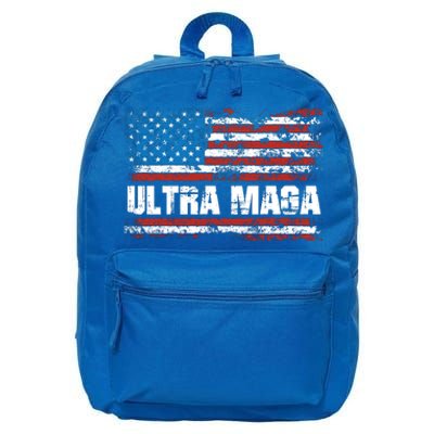 Ultra MAGA Distressed United States Of America USA Flag 16 in Basic Backpack