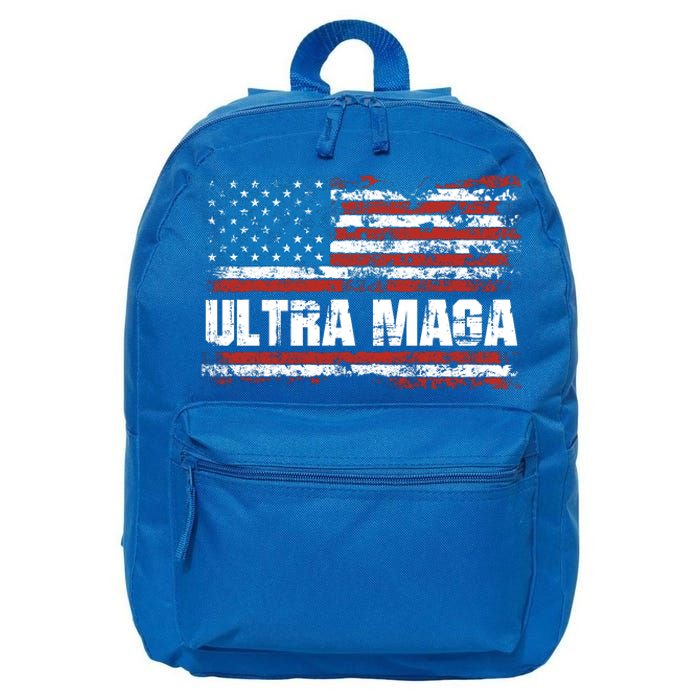 Ultra MAGA Distressed United States Of America USA Flag 16 in Basic Backpack