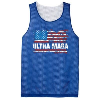 Ultra MAGA Distressed United States Of America USA Flag Mesh Reversible Basketball Jersey Tank