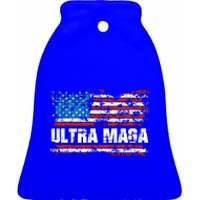 Ultra MAGA Distressed United States Of America USA Flag Ceramic Bell Ornament