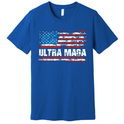 Ultra MAGA Distressed United States Of America USA Flag Premium T-Shirt