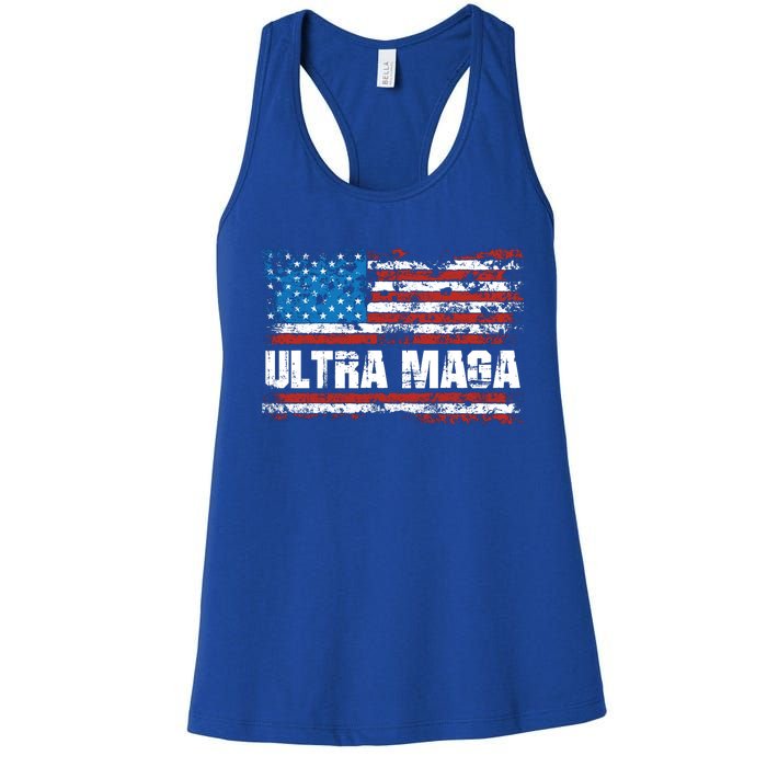 Ultra MAGA Distressed United States Of America USA Flag Women's Racerback Tank