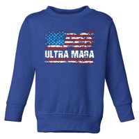 Ultra MAGA Distressed United States Of America USA Flag Toddler Sweatshirt