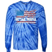 Ultra MAGA Distressed United States Of America USA Flag Tie-Dye Long Sleeve Shirt