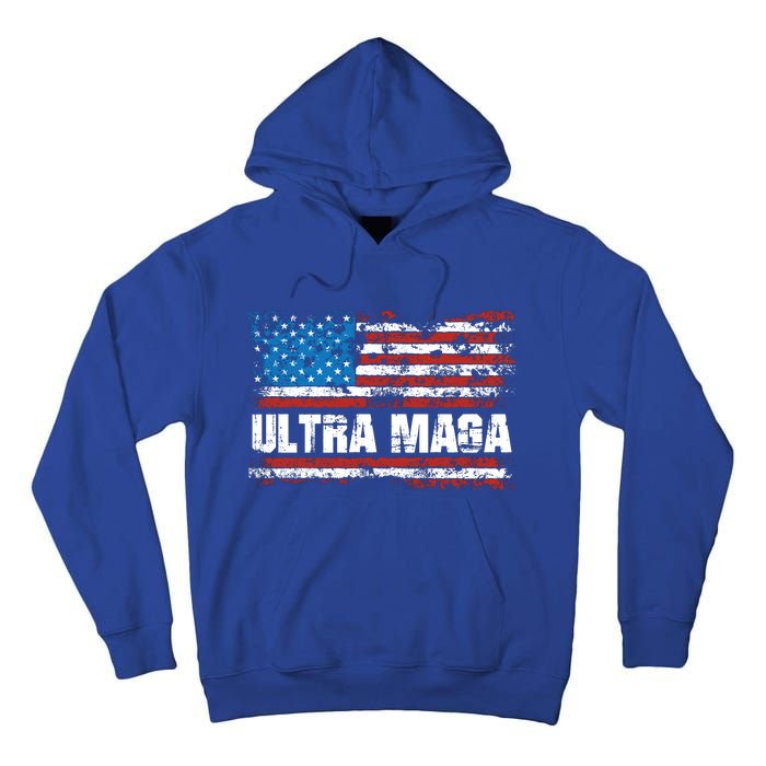 Ultra MAGA Distressed United States Of America USA Flag Tall Hoodie