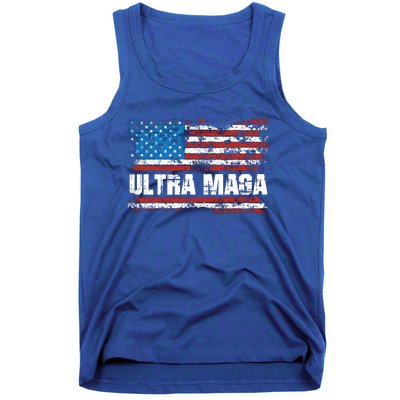 Ultra MAGA Distressed United States Of America USA Flag Tank Top