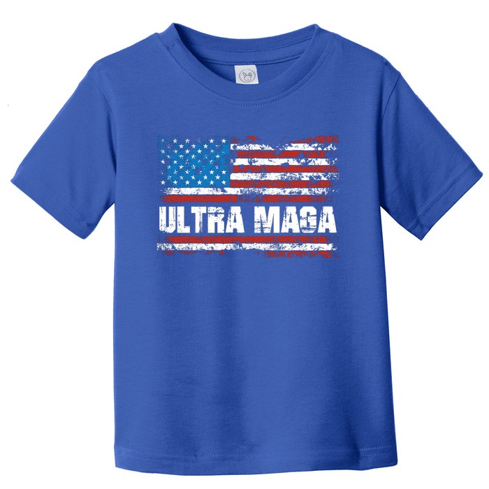 Ultra MAGA Distressed United States Of America USA Flag Toddler T-Shirt